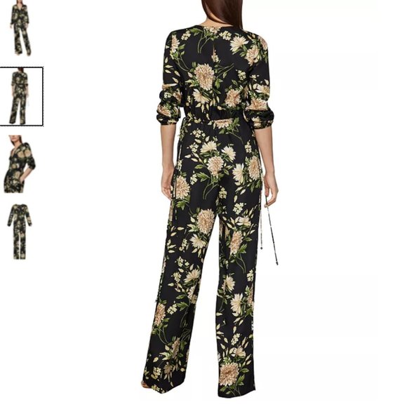 NWT BCBGMAXAZRIA Long Sleeve V-Neck Jumpsuit - Picture 7 of 11